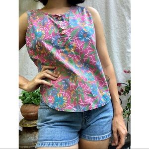 Vintage 80s Floral Cotton Top